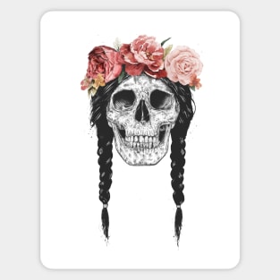 Skull with floral crown Sticker